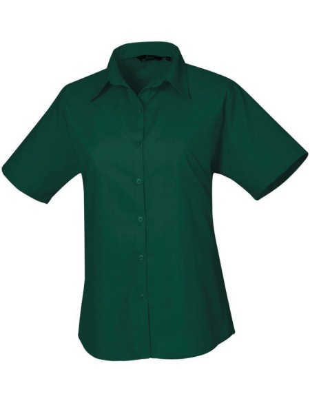 Popelínová halenka s krátkým rukávem - Bottle green M