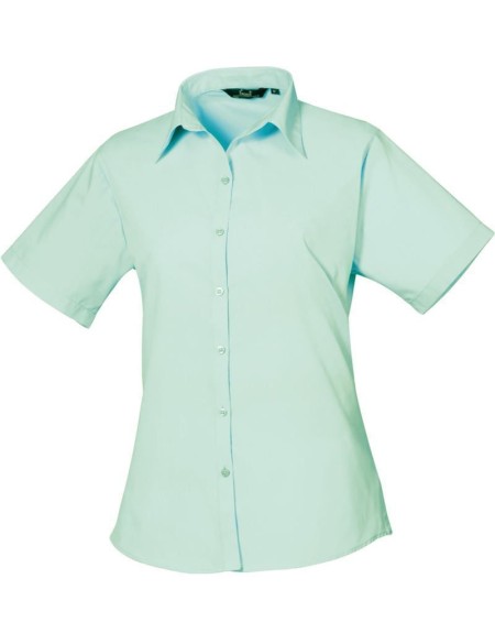 Popelínová halenka s krátkým rukávem - Aqua 4XL