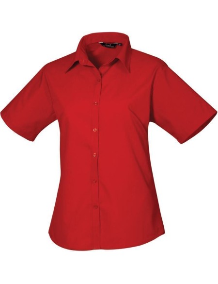 Popelínová halenka s krátkým rukávem - Red 5XL