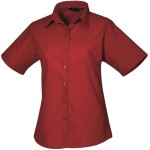 Popelínová halenka s krátkým rukávem - Burgundy XL
