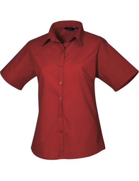 Popelínová halenka s krátkým rukávem - Burgundy 5XL
