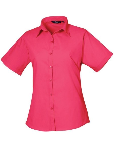 Popelínová halenka s krátkým rukávem - Hot pink 4XL