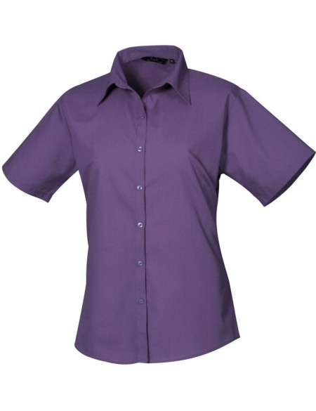 Popelínová halenka s krátkým rukávem - Purple XXS