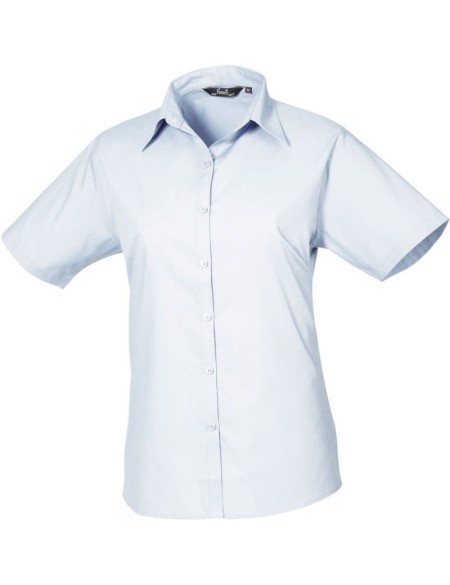 Popelínová halenka s krátkým rukávem - Light blue 4XL