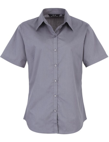 Popelínová halenka s krátkým rukávem - Steel blue XL