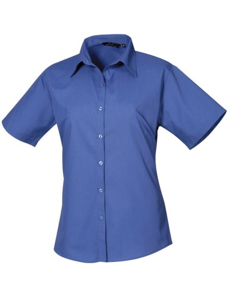 Popelínová halenka s krátkým rukávem - Royal blue 3XL