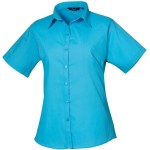 Popelínová halenka s krátkým rukávem - Turquoise XS