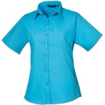 Popelínová halenka s krátkým rukávem - Turquoise 4XL